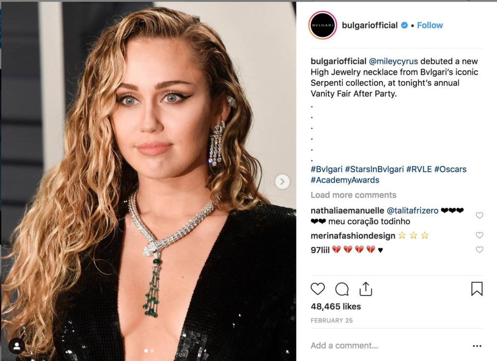 Miley Cyrus for Bulgari's fine jewelry