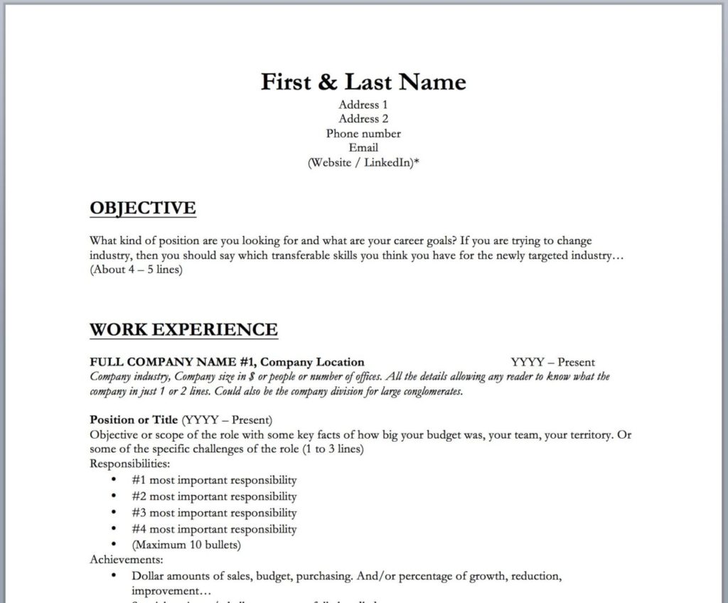 Resume Template download link pic