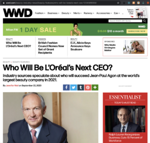 Edouard Thoumyre on L'Oreal's next CEO in WWD