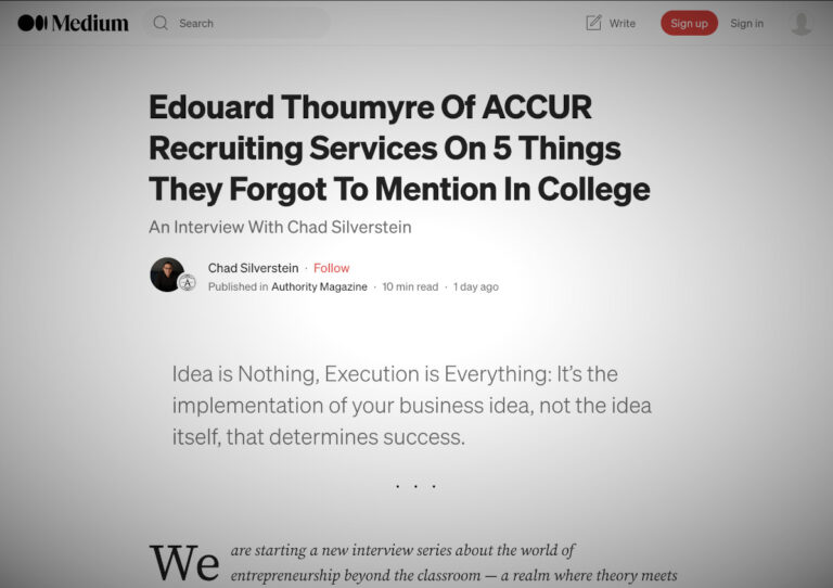 Edouard Thoumyre, CEO of ACCUR, Interview by Authority Magazine 20231120